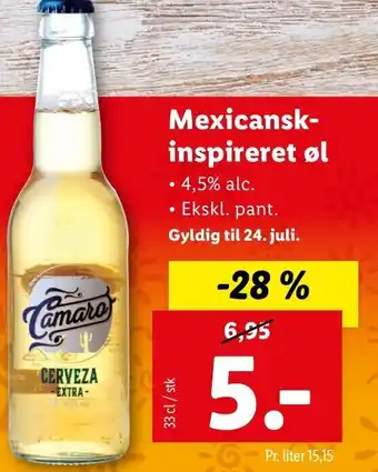Lidl Mexicansk-Inspireret øl 33cl tilbud