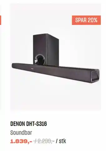 Hi-Fi Klubben Denon DHT-S316 tilbud