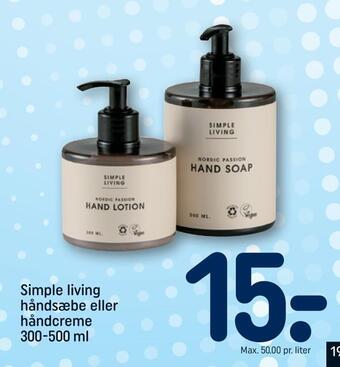 REMA 1000 Simple living håndsæbe eller håndcreme tilbud