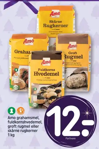 REMA 1000 Amo grahamsmel, fuldkornshvedemel, groft rugmel eller skårne rugkerner tilbud