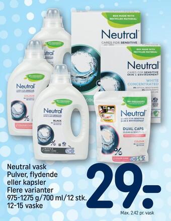 REMA 1000 Neutral vask pulver, flydende eller kapsler tilbud