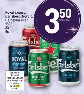 Royal export, carlsberg, nordic, heineken eller 1883