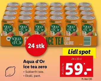 Lidl Aqua D'Or Ice Tea Zero 24x33cl tilbud