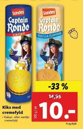 Lidl Kiks Med Cremefyld 500g tilbud