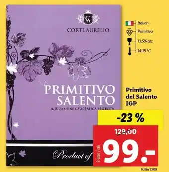 Lidl Primitivo Del Salento IGP 3 Liter tilbud