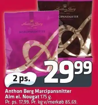 Anthon berg marcipansnitter - alm el. nougat 2 ps.