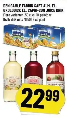 Løvbjerg Den gamle fabrik saft alm. el. øko el. capri-sun juice drik tilbud