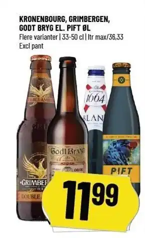 Løvbjerg Kronenbourg, grimbergen, godt bryg el. pift øl tilbud