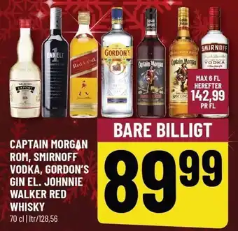 Løvbjerg Captain morgan rom, smirnoff vodka, gordons gin, johnnie walker red whisky el. aperol tilbud