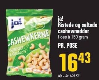 Poetzsch Padborg Ja! ristede og saltede cashewnødder tilbud