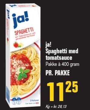 Poetzsch Padborg Ja! spaghetti m. tomatsauce tilbud