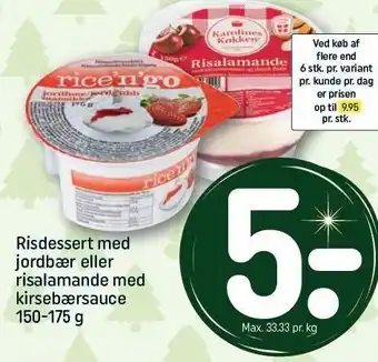 REMA 1000 Risdessert med jordbær el. risalamande tilbud