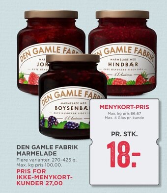 MENY Den Gamle Fabrik Marmelade tilbud