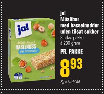 Otto Duborg Ja! müslibar med hasselnødder uden tilsat sukker tilbud