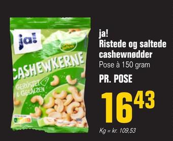 Otto Duborg Ja! ristede og saltede cashewnødder tilbud