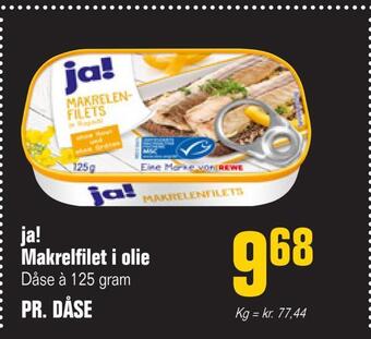 Otto Duborg Ja! makrelfilet i olie tilbud