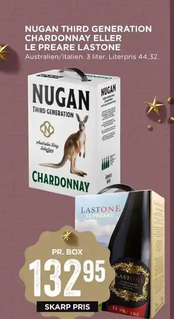 MENY Nugan Third Generation Chardonnay eller Le Preare Lastone tilbud