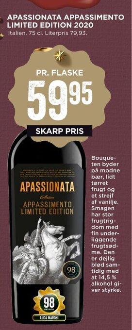 MENY Apassionata Appassimento Limited Edition 2020 tilbud