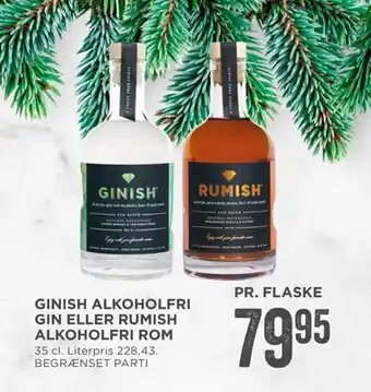 MENY Ginish Alkoholfri Gin eller Rumish Alkoholfri Rom 35 cl. tilbud