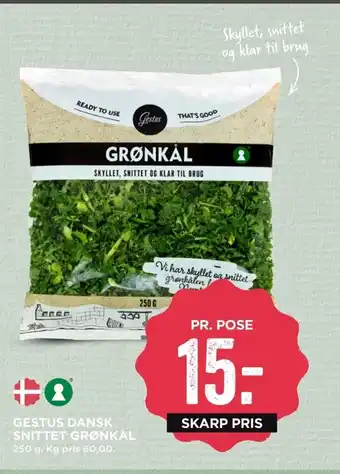 MENY Gestus Dansk Snittet Grønkal tilbud