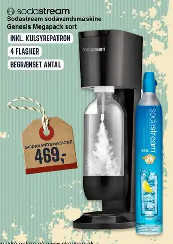 Skousen Sodastream sodavandsmaskine genesis megapack sort. tilbud