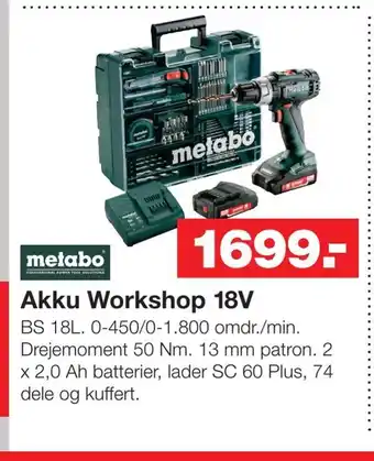 Bauhaus Akku workshop 18v tilbud