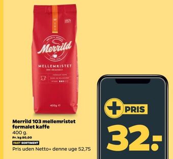 Netto Mellemristet kaffe formalet tilbud