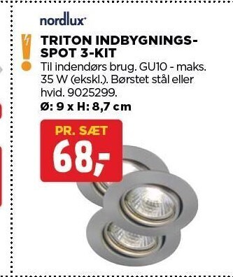 jem & fix Triton indbygningsspot 3-kit tilbud