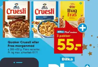 Bilka Quaker Cruesil eller Fras Morgenmad tilbud