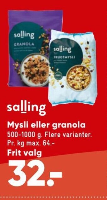 Bilka Mysli eller Granola tilbud