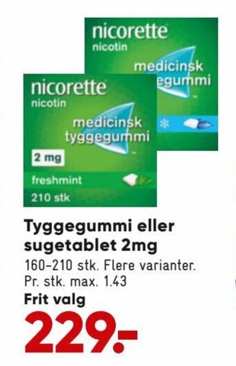 Bilka Tyggegummi eller sugetablet 2 mg tilbud