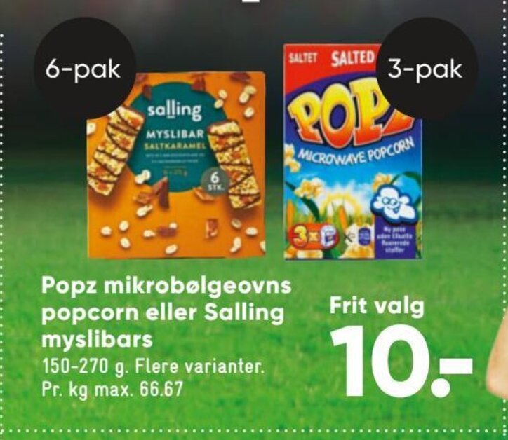 Pops Mikrobølgeovns Popcorn Eller Salling Myslibars tilbud hos Bilka