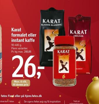 Føtex Karat formalet eller instant kaffe tilbud