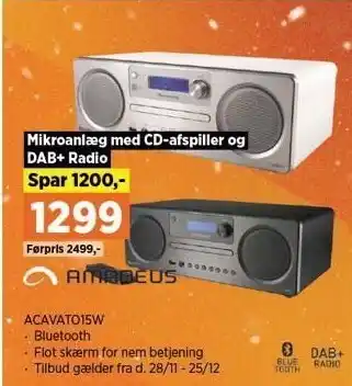 Mikroanløg m. cd-spiller og dab+ radio