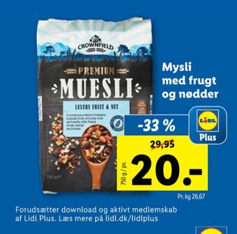 Lidl Crownfield müsli tilbud