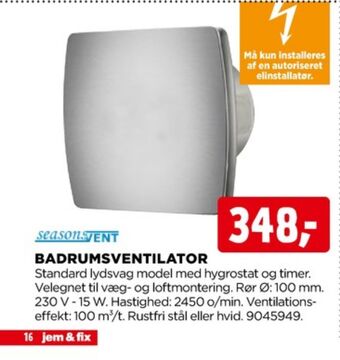 jem & fix Seasonsvent ventilator tilbud
