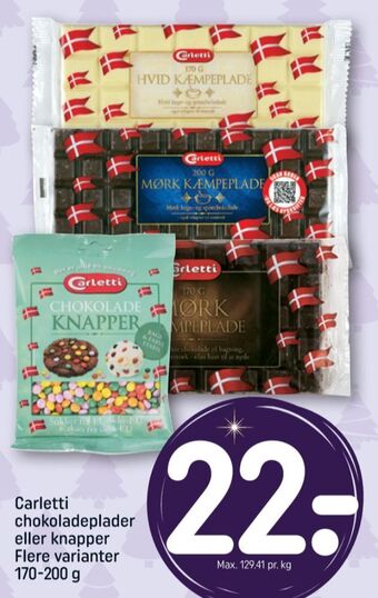 REMA 1000 Carletti chokoladeplade hvid kæmpeplade tilbud