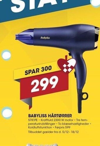 Punkt1 Babyliss hårtørrer tilbud