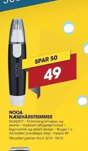 Punkt1 Nooa næsehårstrimmer tilbud