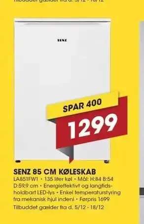 Punkt1 Senz 85cm køleskab tilbud