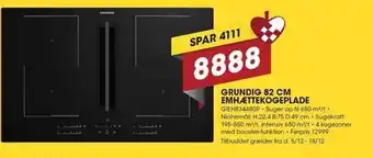 Grundig 82cm emhættekogeplade