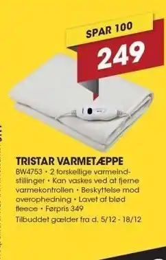 Tristar varme tæppe