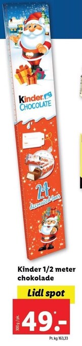 Lidl Kinder 1/2 meter chokolade tilbud