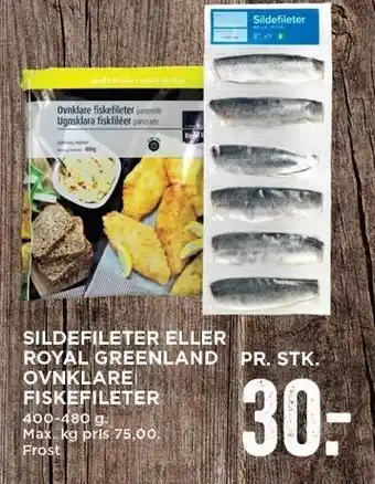 MENY Sildefiletter el. royal greenland ovnklare fiskefileter tilbud