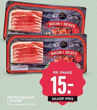 MENY Gestus bacon i skiver tilbud