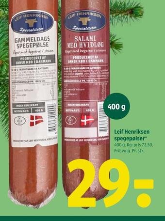 Coop 365 Leif henriksen spegepølser tilbud