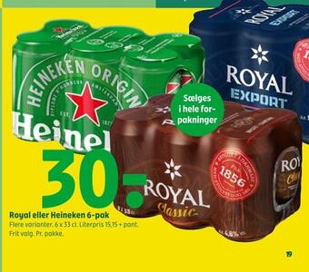 Coop 365 Royal eller heineken 6-pak tilbud