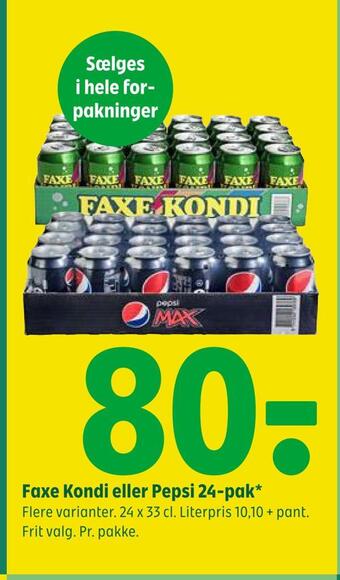 Coop 365 Faxe kondi eller pepsi 24-pak tilbud