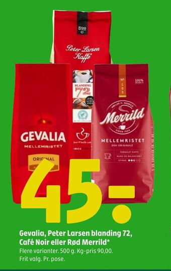 Coop 365 Gevalia, peter larsen blanding 72, café noir eller rød merrild tilbud