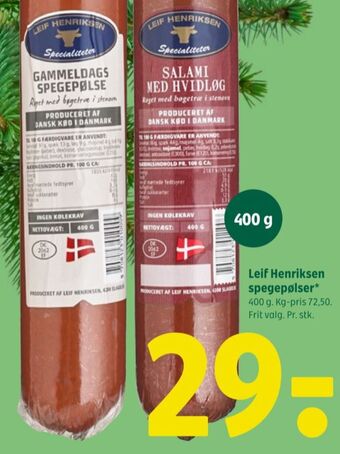 Coop 365 Leif henriksen hvidløgssalami tilbud